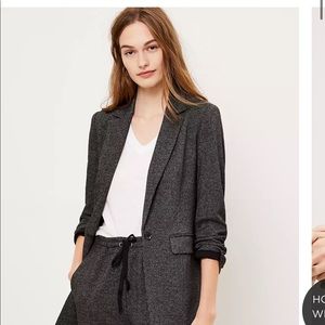 * BRAND NWT**  Loft long knit  Houndstooth Blazer